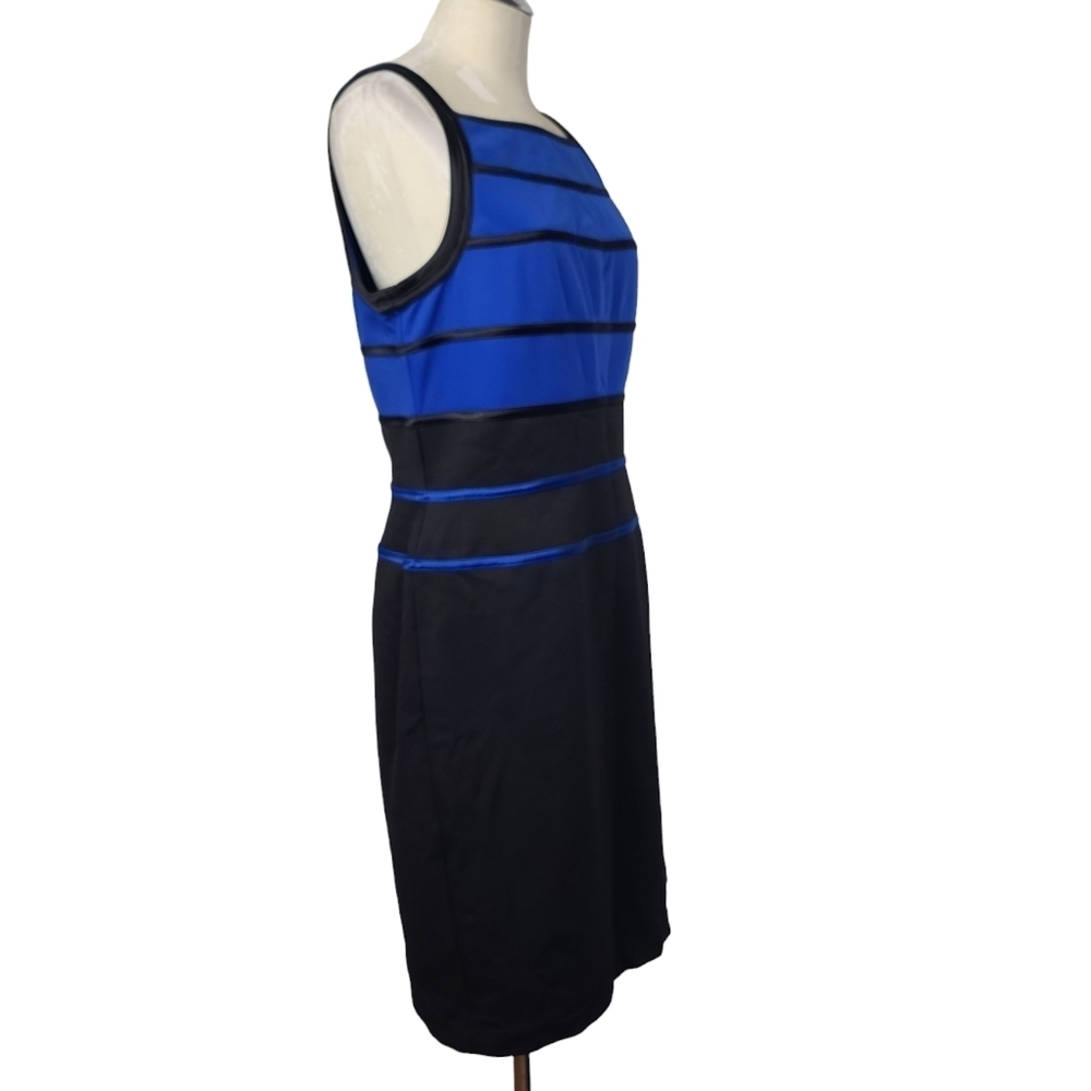 NWT White House Black Market Sapphire & Black Square Neck Back Zip Dress 12 - Picture 3 of 9